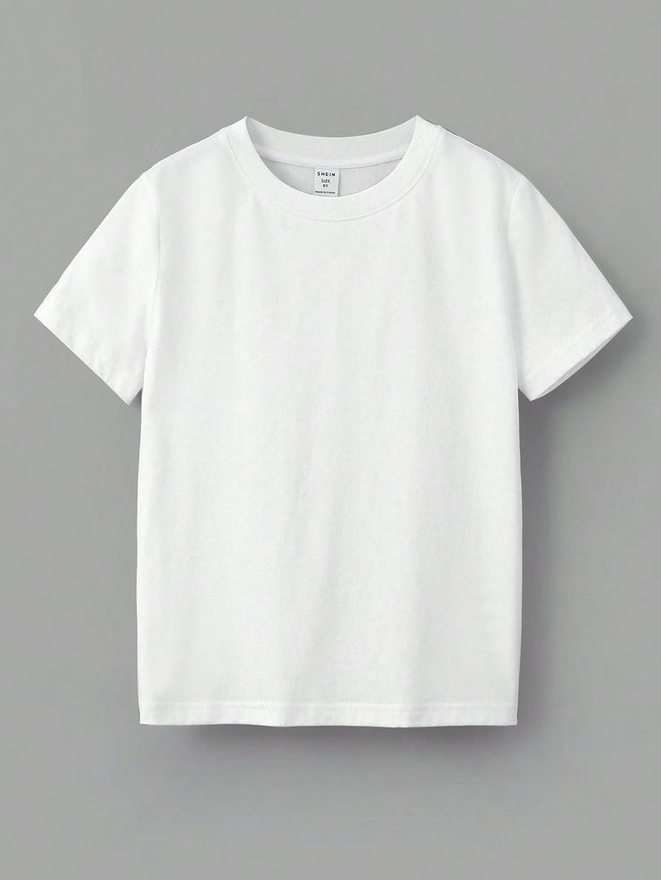 White plain round neck cotton for kids